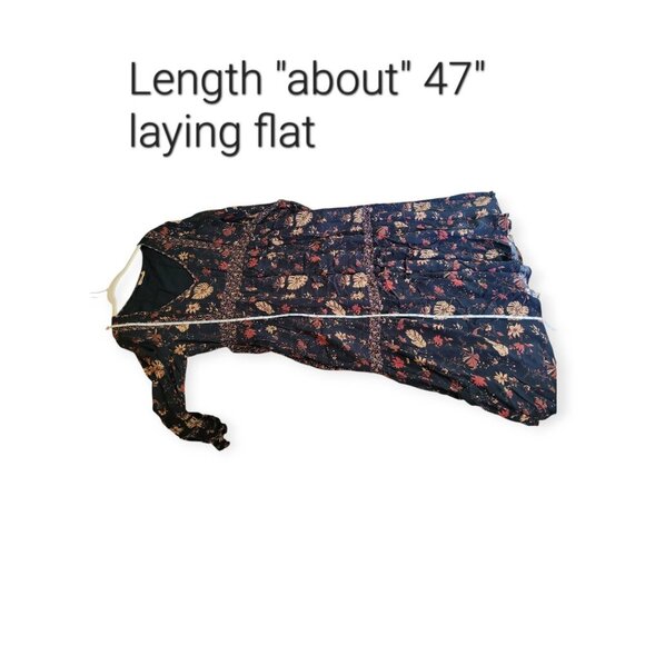 Faherty **Floral Prairie Dress** 100% Viscose Midnight Blue L - Picture 10 of 13